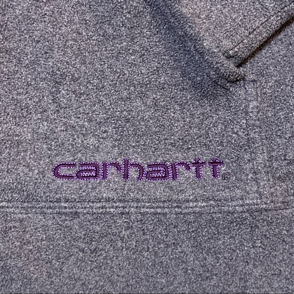 Woman’s Carhartt Purple Zip Up Hooded Sweatshirt Size Medium - Picture 8 of 11